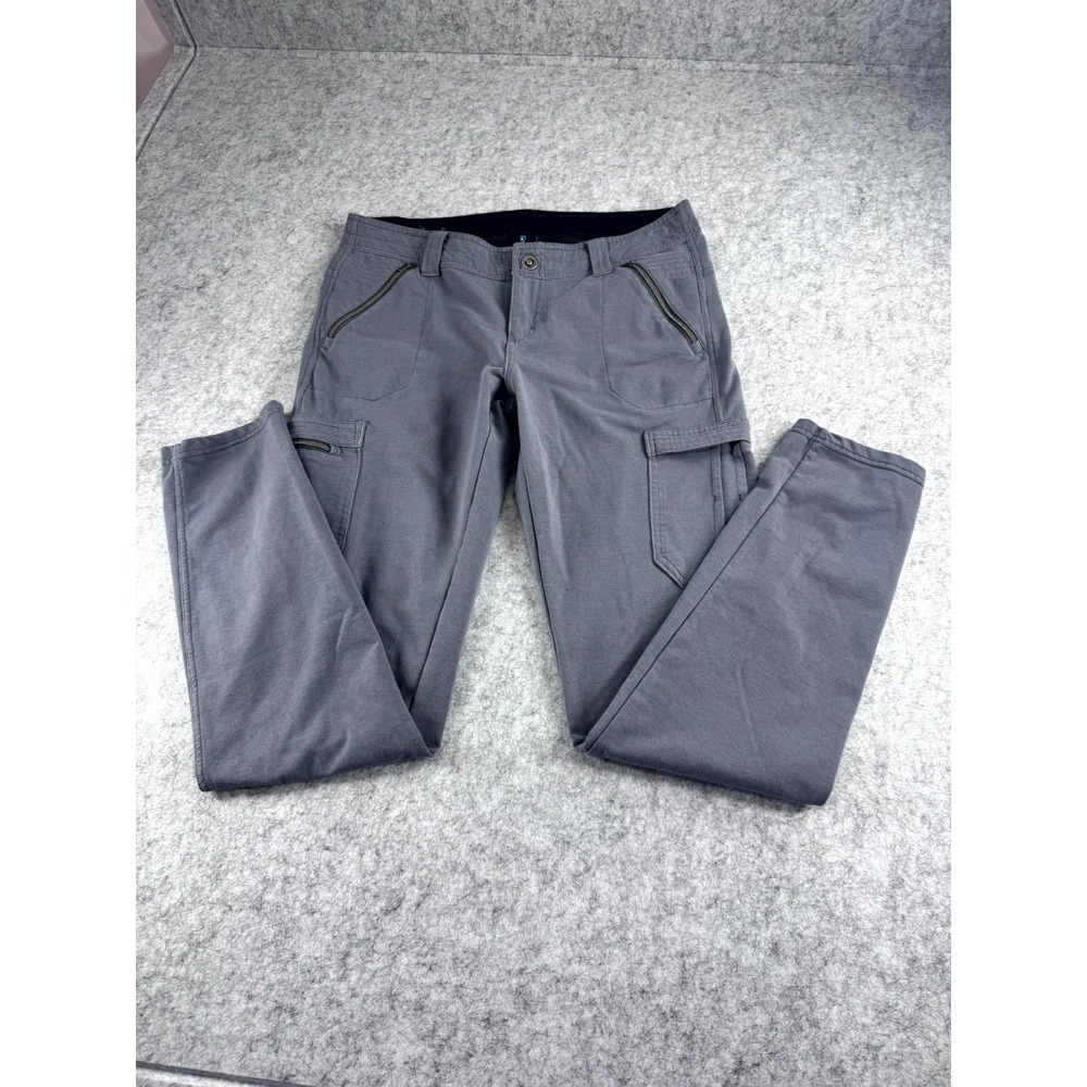 KUHL Cargo Pants Women's 8 Gray Zip-Slash Pockets Mid Rise Straight Leg Workwear - Picture 3 of 14